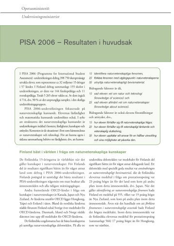 PISA 2006 – Resultaten i huvudsak