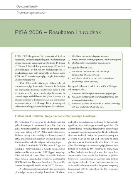 PISA 2006 – Resultaten i huvudsak