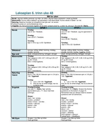 Lekseplan 6. trinn uke 48 - Minskole.no
