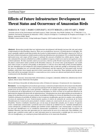 Effects of Future Infrastructure Development on Threat Status and ...