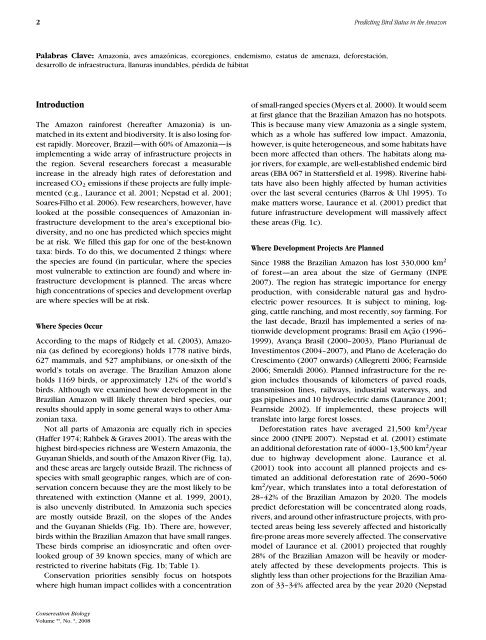 Effects of Future Infrastructure Development on Threat Status and ...