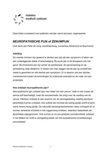 Neuropathische Pijn of Zenuwpijn - Máxima Medisch Centrum