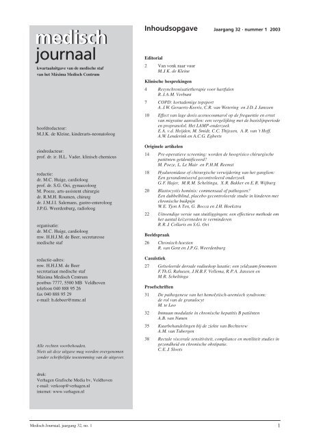 MJ 1-2003.pdf - Máxima Medisch Centrum