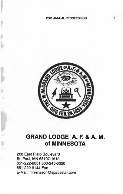 2001 Grand Lodge of Minnesota Annual Communication Proceedings
