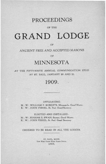 1909 Grand Lodge of Minnesota Annual Communication Proceedings