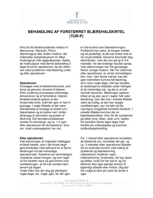 behandling af forstørret blærehalskirtel - Privathospitalet Mølholm