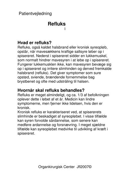 Refluks - Privathospitalet Mølholm