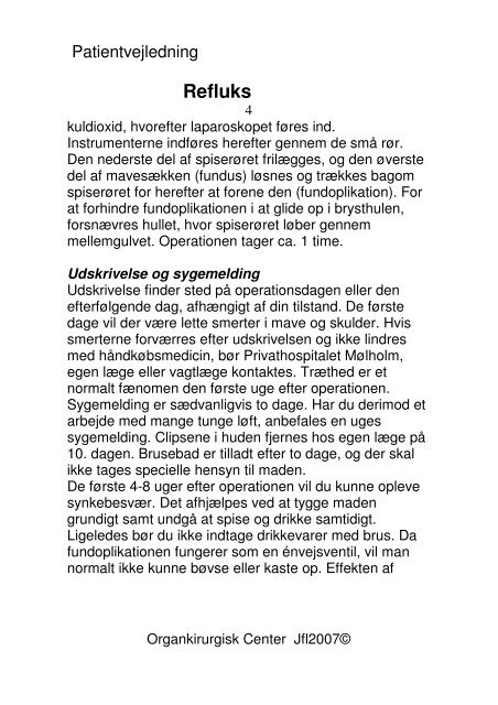 Refluks - Privathospitalet Mølholm