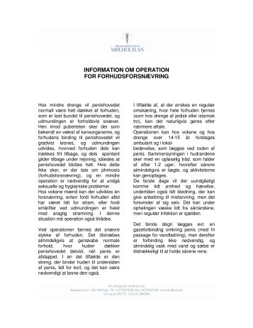 information om operation for forhudsforsnævring - Privathospitalet ...