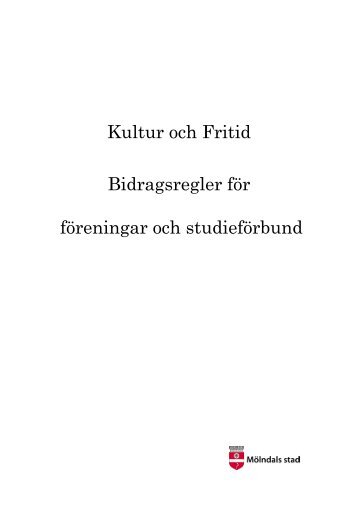 Bidragsregler för föreningar och studieförbund - Mölndal