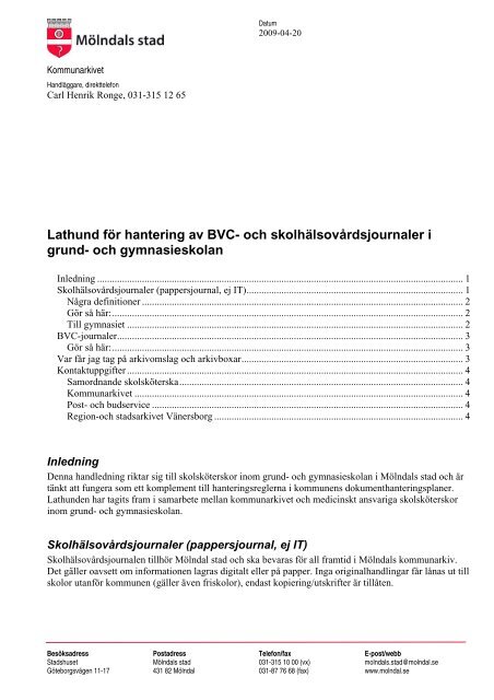 Hanteringsrutiner BVC - Mölndal