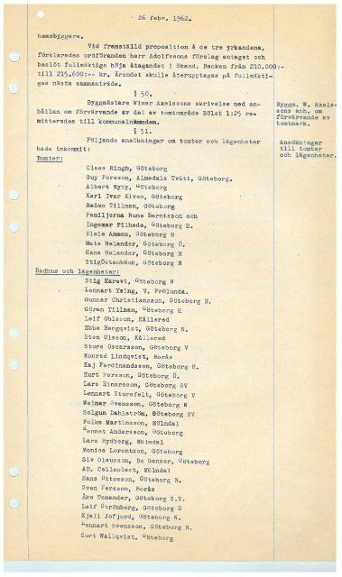 26 febr. 1962, hemsbyggare 0 Vid framställd proposition å ... - Mölndal