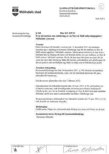 Ärende-12-Svar på motion om etablering av en Styr & Ställ ... - Mölndal