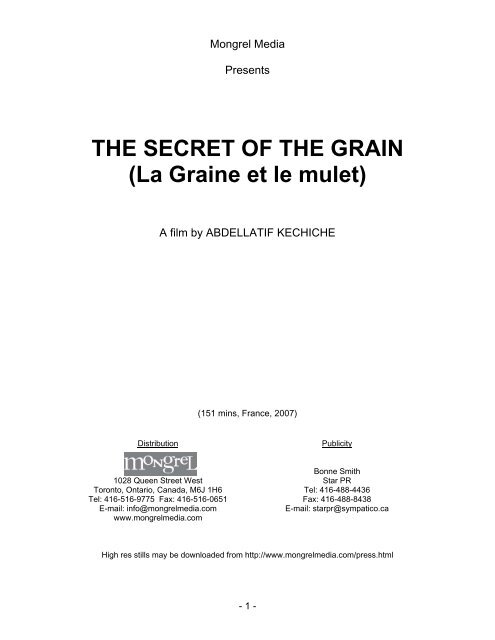 THE SECRET OF THE GRAIN (La Graine et le mulet) - Mongrel Media