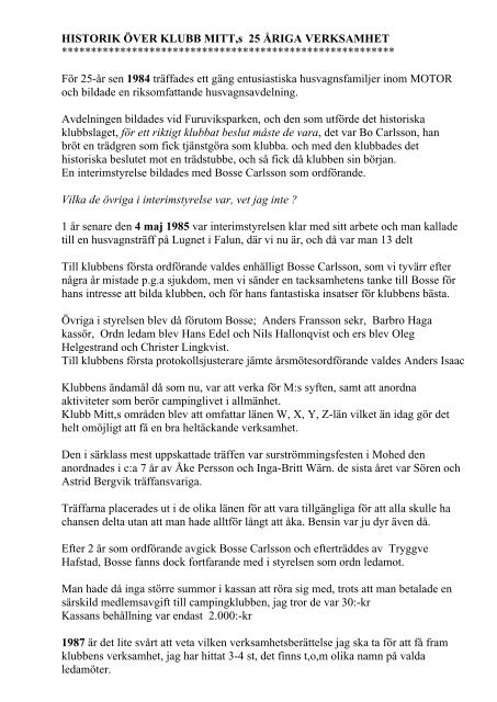 HISTORIK ÖVER KLUBB MITT,s 25 ÅRIGA VERKSAMHET ...