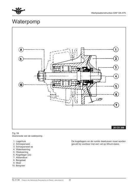 DAF DA-475 Werkplaatsinstructies DAF DA-475 Werkplaatsinstructies