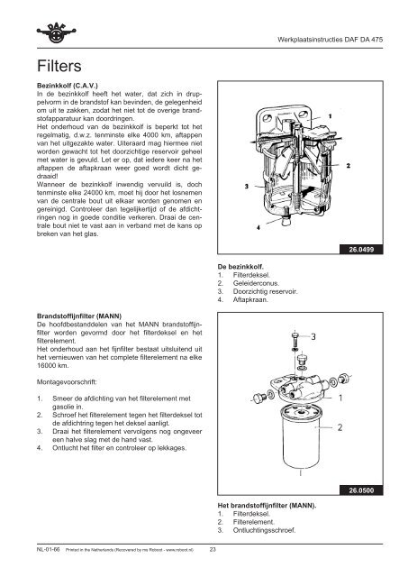 DAF DA-475 Werkplaatsinstructies DAF DA-475 Werkplaatsinstructies