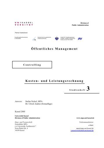 Öffentliches Management Kosten- und ... - Universität Kassel