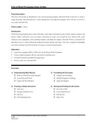 Intro to Word Processing Class Outline - Milwaukee Public Library