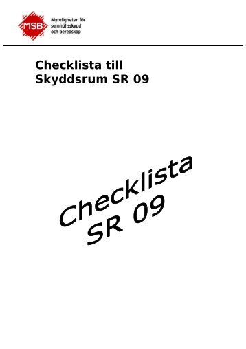 Checklista till Skyddsrum SR 09 - Myndigheten för samhällsskydd ...