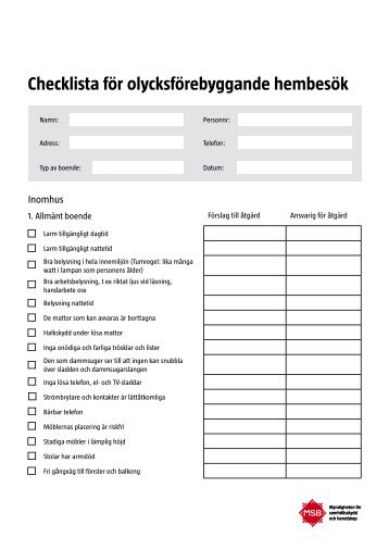 Checklista för olycksförebyggande hembesök