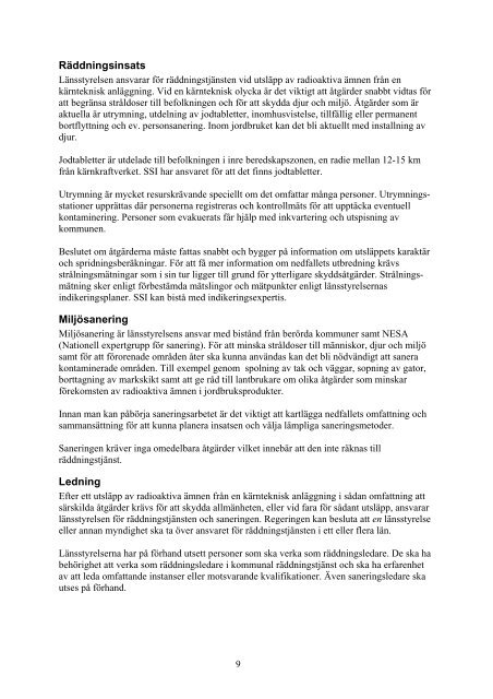 Den svenska beredskapen för radiologiska och nukleära olyckor 2015