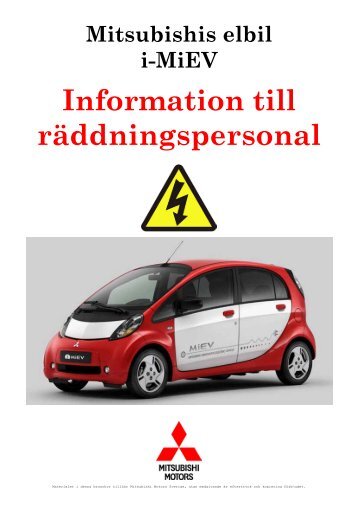 Information till räddningspersonal iMiEV elbil