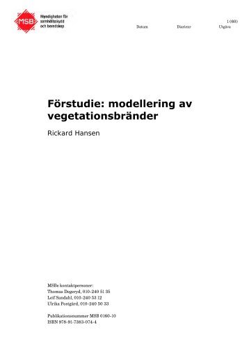 Modellering av vegetationsbränder : förstudie - Myndigheten för ...