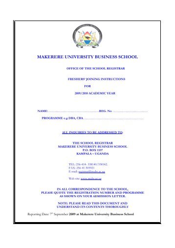 Diploma & Certificate - Makerere University Business School