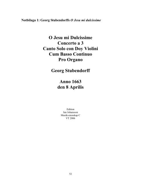 Georg Stubendorff, organist i S:t Jakob - Institutionen för ...