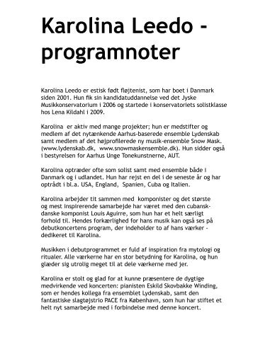 Karolina Leedo - programnoter - musikkons.dk