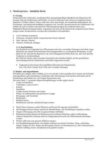 Fachspezifischer Teil Gesang und Stimme - Vokalausbildung.…