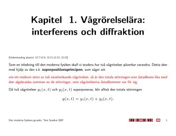 Kapitel 1. V˚agrörelselära: interferens och diffraktion