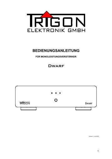 BEDIENUNGSANLEITUNG - MW-AUDIO