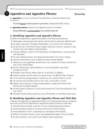 Worksheets Appositive Phrase Worksheet appositive phrase worksheet identify the k12reader appositives and phrases teacher