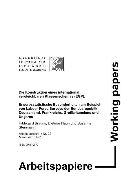 Working papers Arbeitspapiere - Mzes - Universität Mannheim