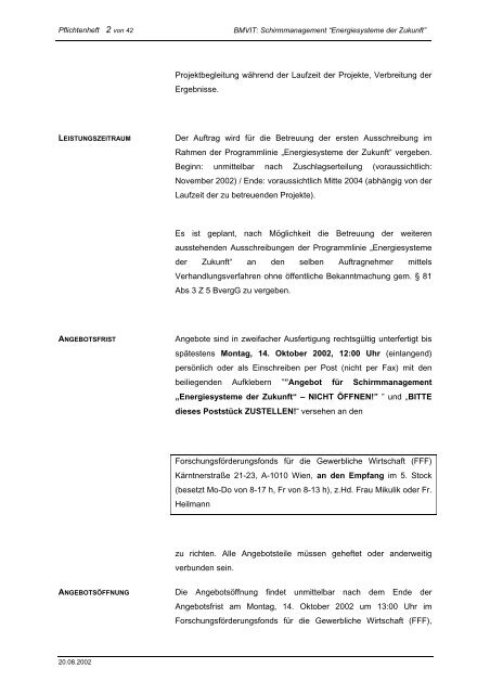 Pflichtenheft für Ausschreibung Schirmmanagement "Energiesystem ...