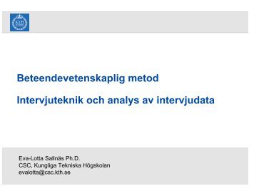 Intervjuteknik 07 - Kungliga Tekniska högskolan