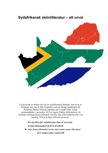 Download a list of fiction from and about South Africa