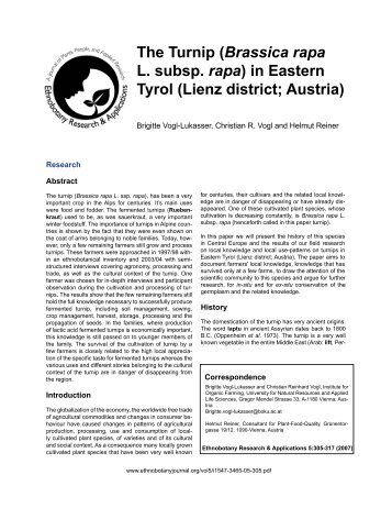 The Turnip (Brassica rapa L. subsp. rapa) in Eastern Tyrol ... - Boku