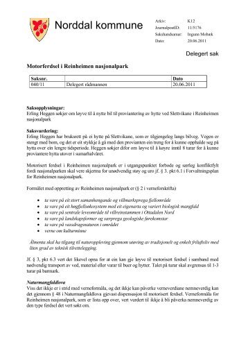 110620 Norddal. Motorferdsel til hytte - Erling Heggen