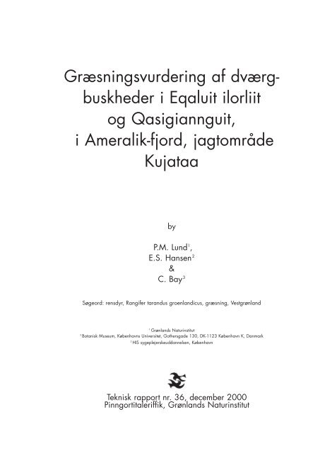 Nr. 36 - 2000 - Græsningsvurdering af dværgbuskheder i Eqaluit ...