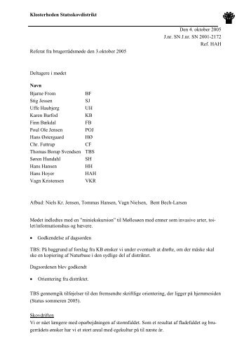 Referat, 2. brugerrådsmøde 2005 - Naturstyrelsen