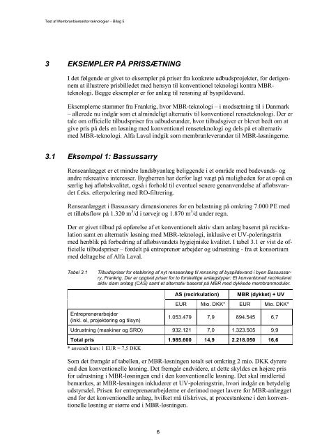 Test af membran bioreaktor-teknologier - Naturstyrelsen