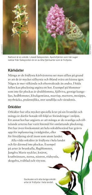 Fridlysta växter och djur i Sverige ISBN: 978-91 ... - Naturvårdsverket