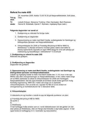 Referat fra møte 4/05 - Nasjonalbiblioteket