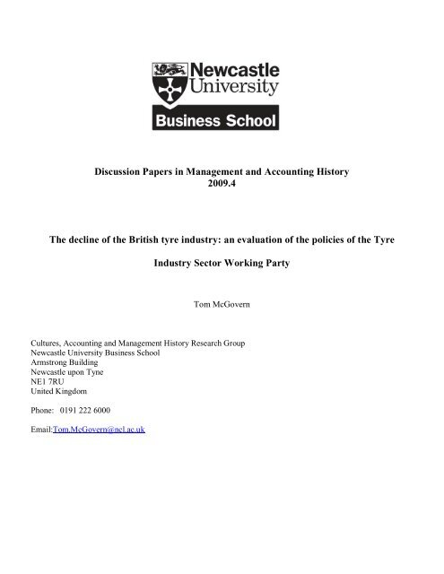 The decline of the British tyre industry - Newcastle University