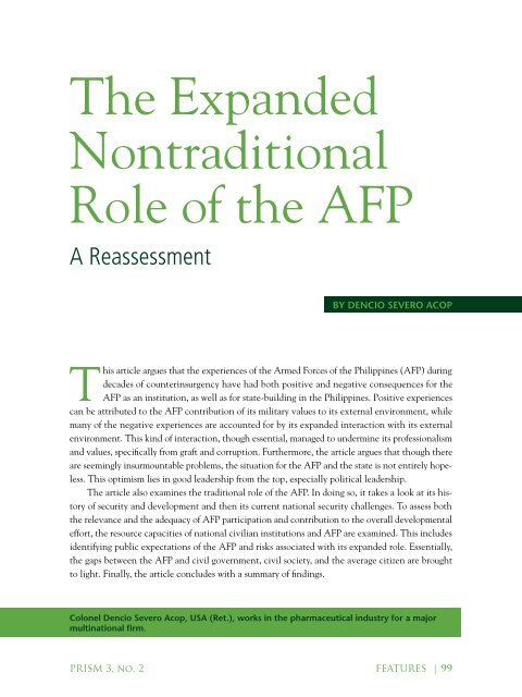 The Expanded Nontraditional Role of the AFP - National Defense ...