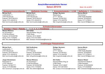 Anschriftenverzeichnis Herren Saison 2013/14 - NFV Kreis Stade