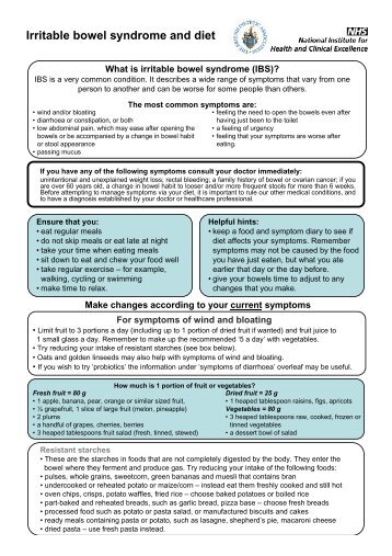 Irritable bowel syndrome and diet